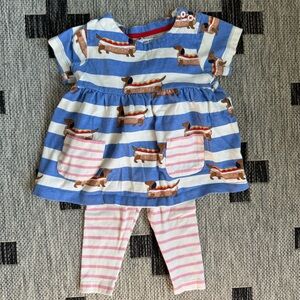Mini Boden Blue and White Dog Print Baby Outfit
